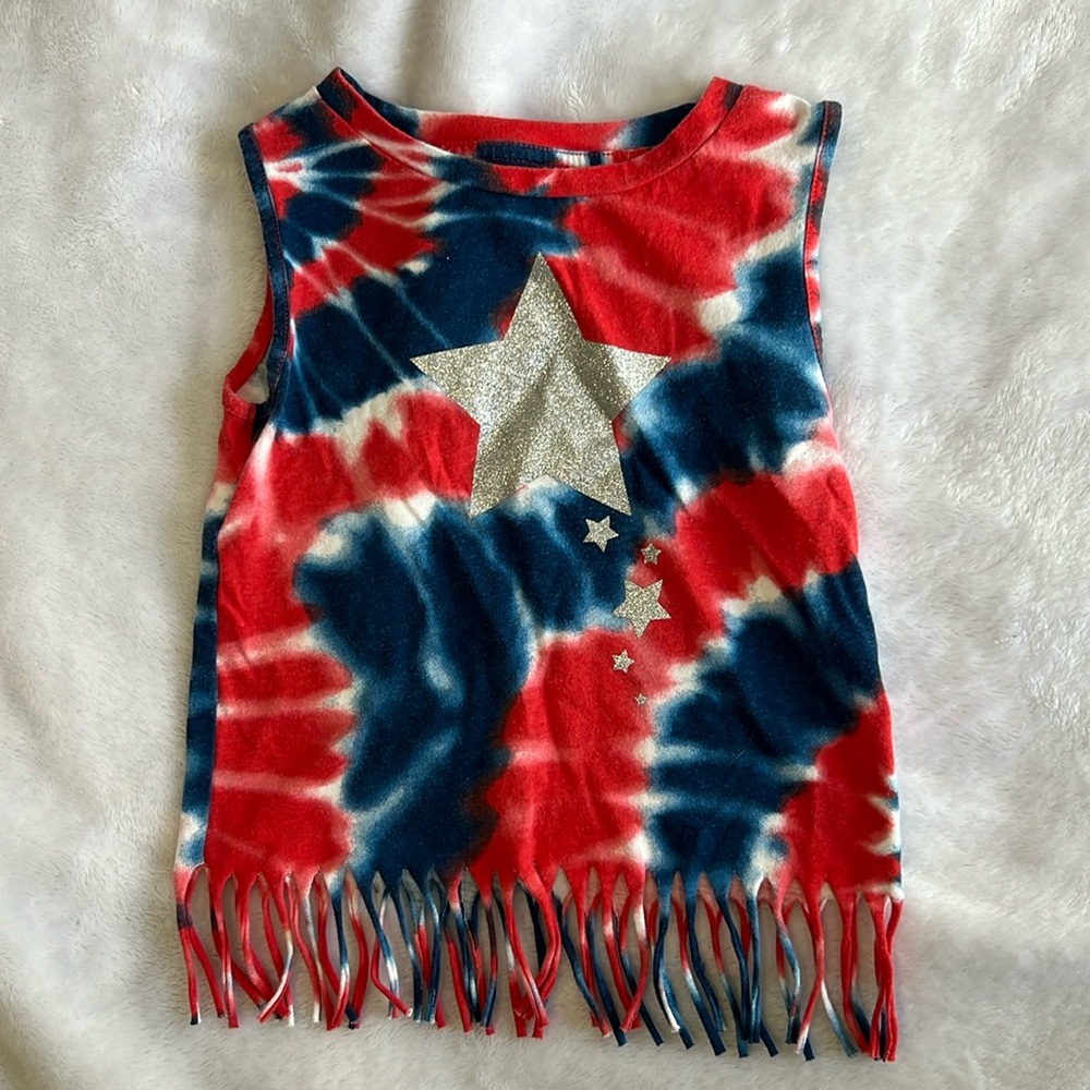 Fourth of July | Tie Dye | Fringe Tank-top | Size 4-5